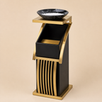 Luxury Hotel Ashtray Trash Can – Stainless Steel Outdoor Waste Bin with Ashtray Stand (S / Z / Square Design)