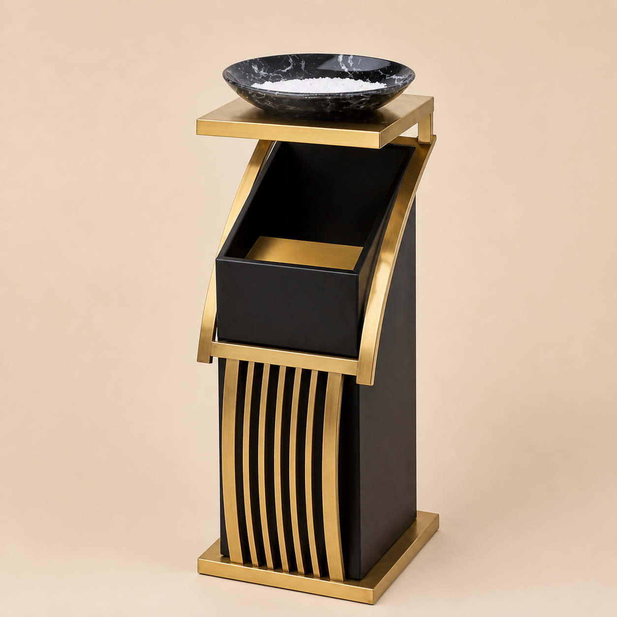Luxury Hotel Ashtray Trash Can – Stainless Steel Outdoor Waste Bin with Ashtray Stand (S / Z / Square Design)