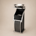 Luxury Hotel Ashtray Trash Can – Stainless Steel Outdoor Waste Bin with Ashtray Stand (S / Z / Square Design)