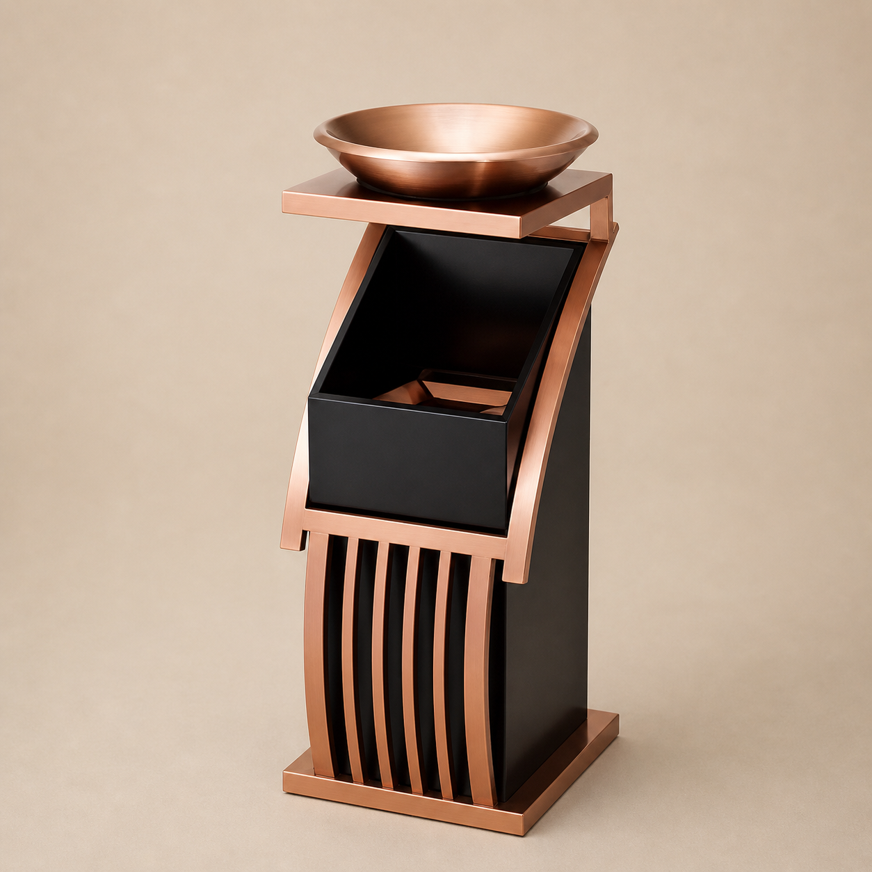Luxury Hotel Ashtray Trash Can – Stainless Steel Outdoor Waste Bin with Ashtray Stand (S / Z / Square Design)