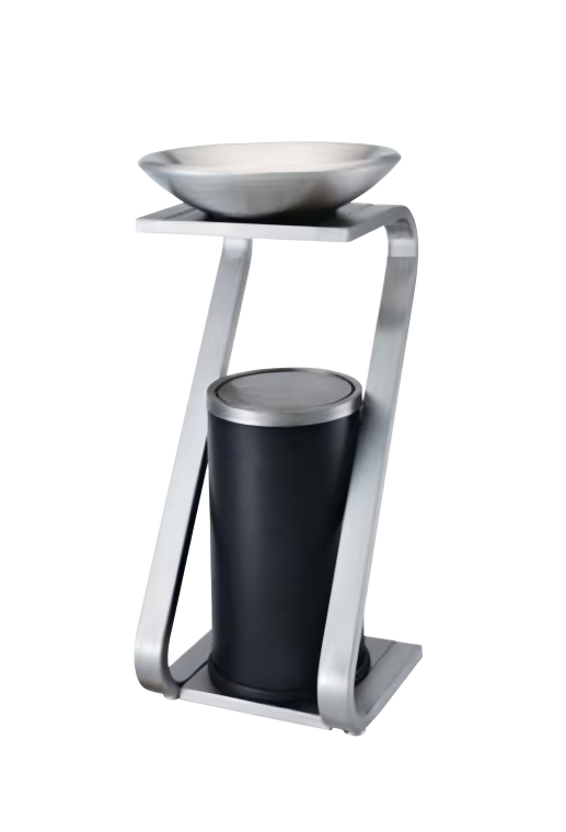 Luxury Hotel Ashtray Trash Can – Stainless Steel Outdoor Waste Bin with Ashtray Stand (S / Z / Square Design)
