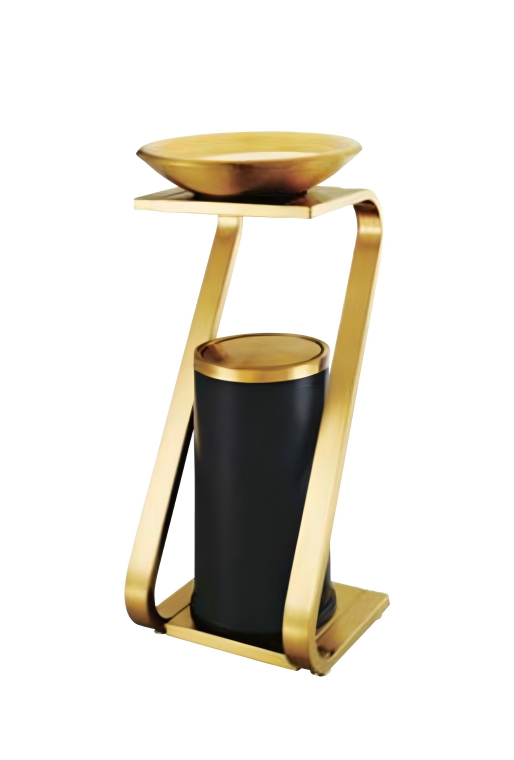 Luxury Hotel Ashtray Trash Can – Stainless Steel Outdoor Waste Bin with Ashtray Stand (S / Z / Square Design)