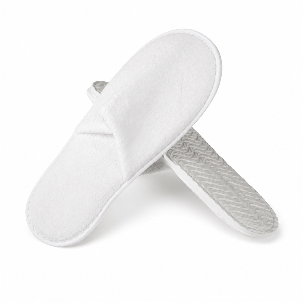 Luxury coral fleece hotel slippers with 7mm thick anti-slip sole