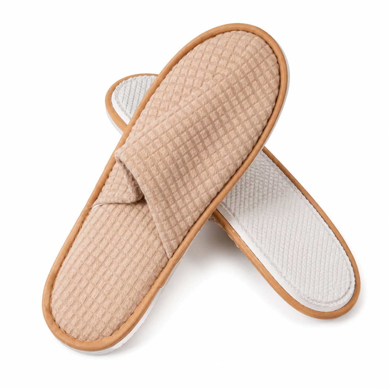 Luxury corduroy hotel slippers with waterproof laminated sole