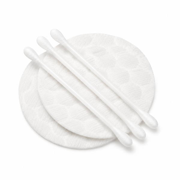 cotton pads and cotton swabs for hotel vanity kit