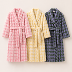 diamond pattern plush bathrobe color options