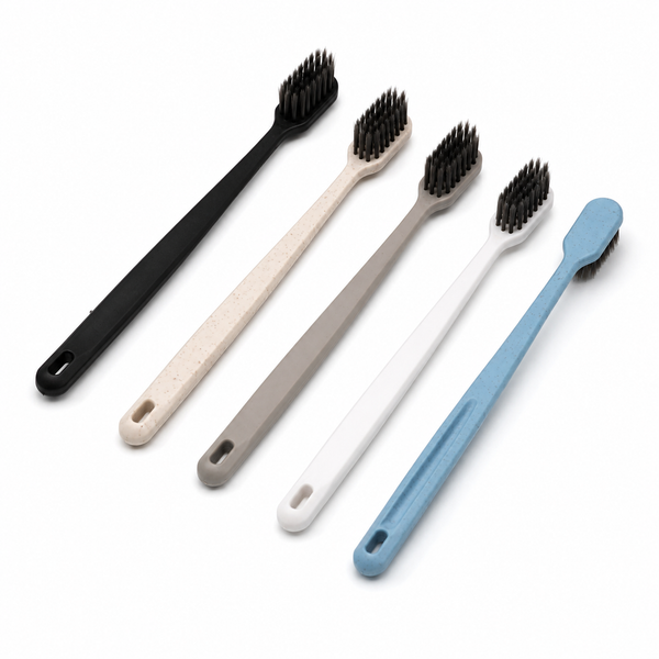 Eco-friendly hotel toothbrush with bamboo fiber and PP handle in multiple colors