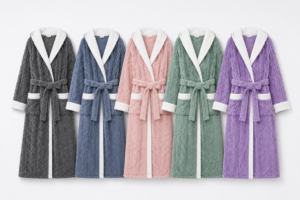 embossed plush bathrobe color options