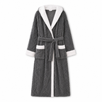 embossed plush hooded hotel bathrobe
