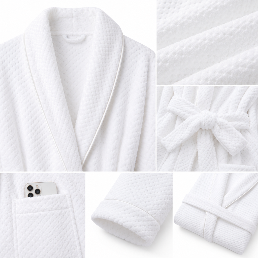 soft flannel bathrobe fabric details