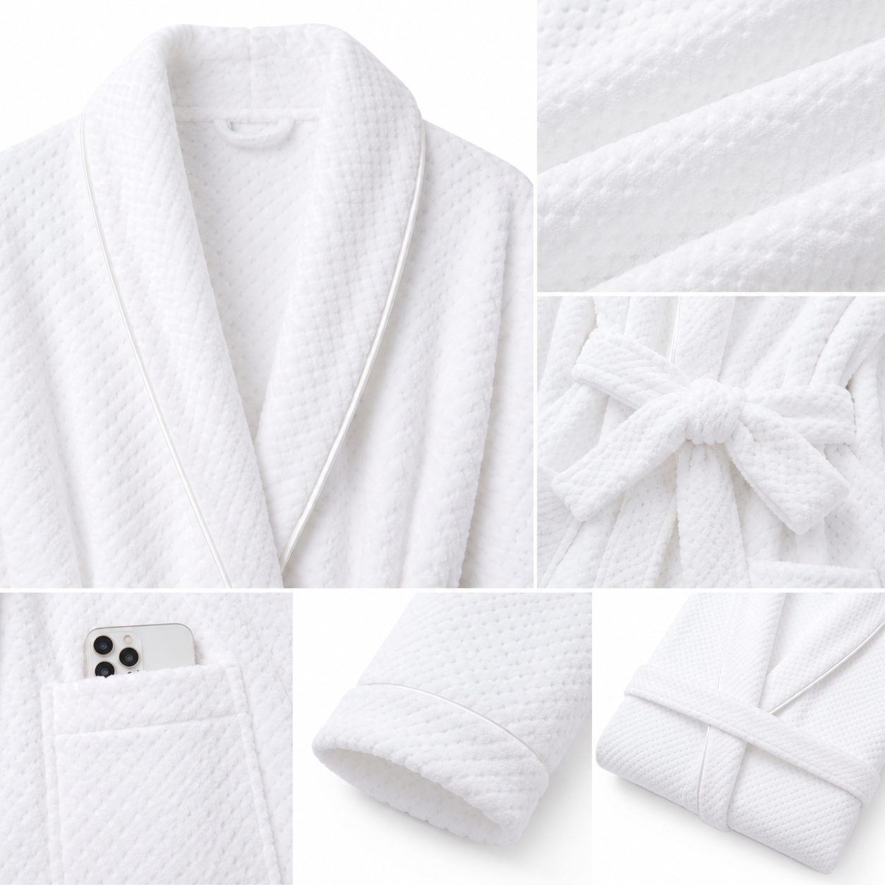 soft flannel bathrobe fabric details