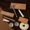 Complete hotel amenities set including toothbrush kit, shaving kit, shower cap and crystal soap, ideal for Airbnb and hospitality supplies