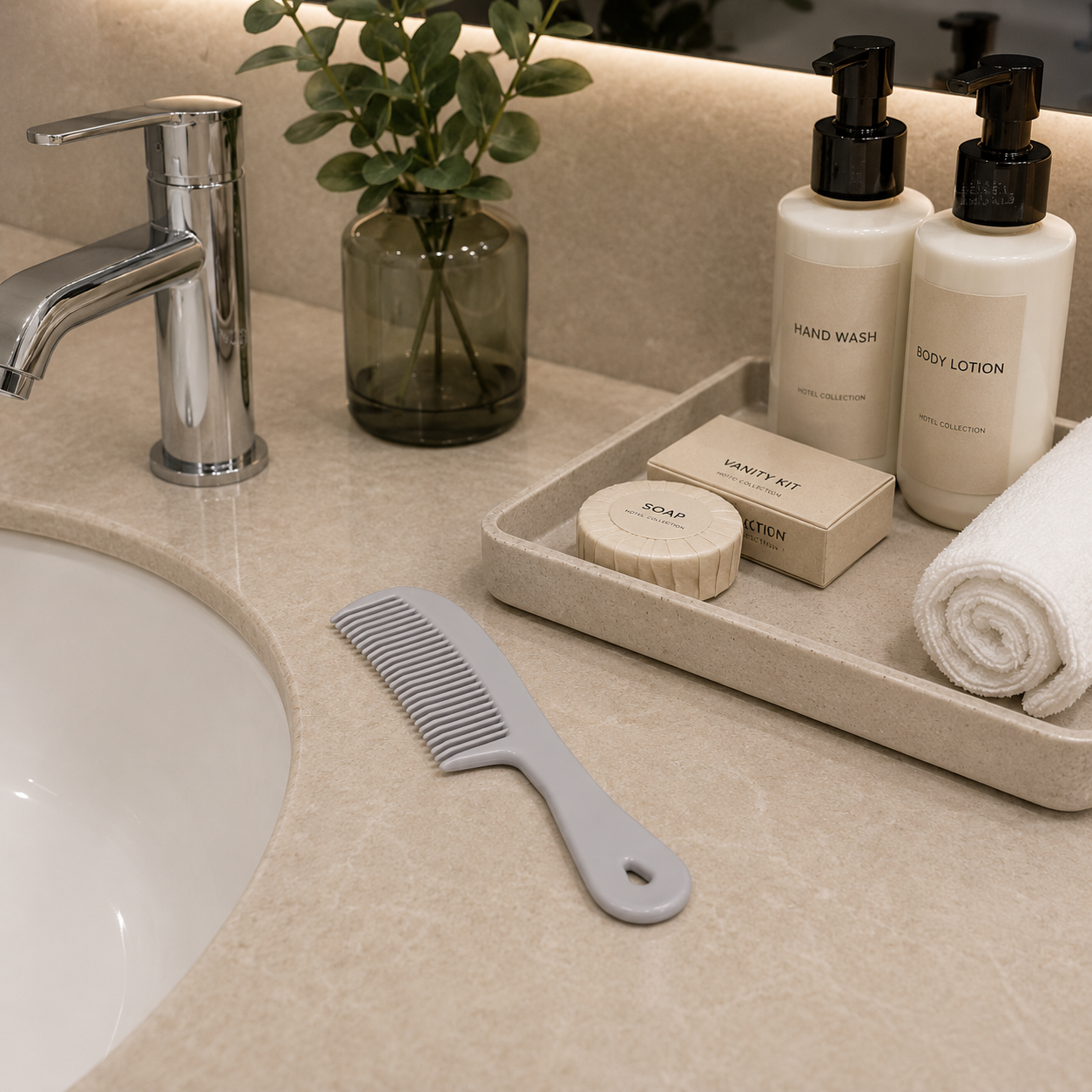 hotel bathroom amenities with premium handle comb