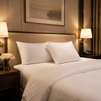 Luxury hotel bed with feather and down pillows