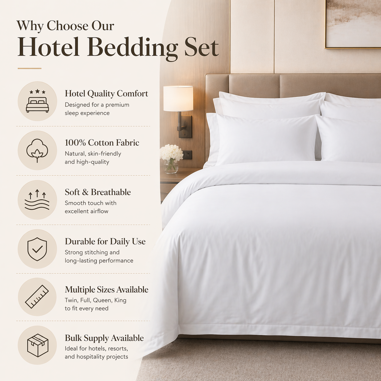 hotel bedding set benefits soft breathable durable cotton bed linens for hospitality use