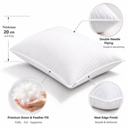 Hotel down pillow with double needle piping and rebound support details