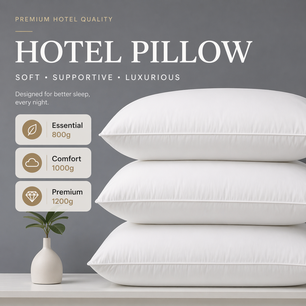 hotel pillow bulk supplier with 800g 1000g 1200g options for hospitality use
