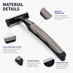hotel razor dual blade and anti slip rubber grip details