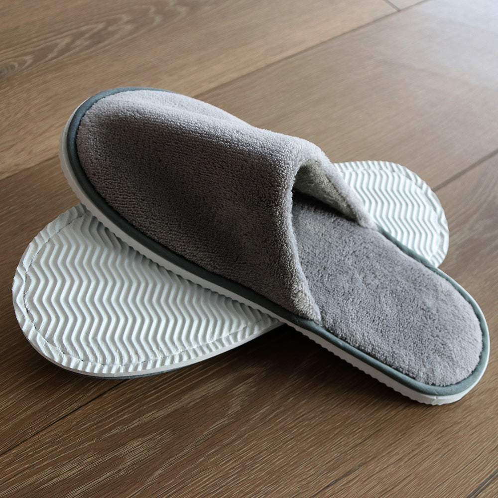 hotel slippers with anti slip eva sole and soft fabric upper for guest use