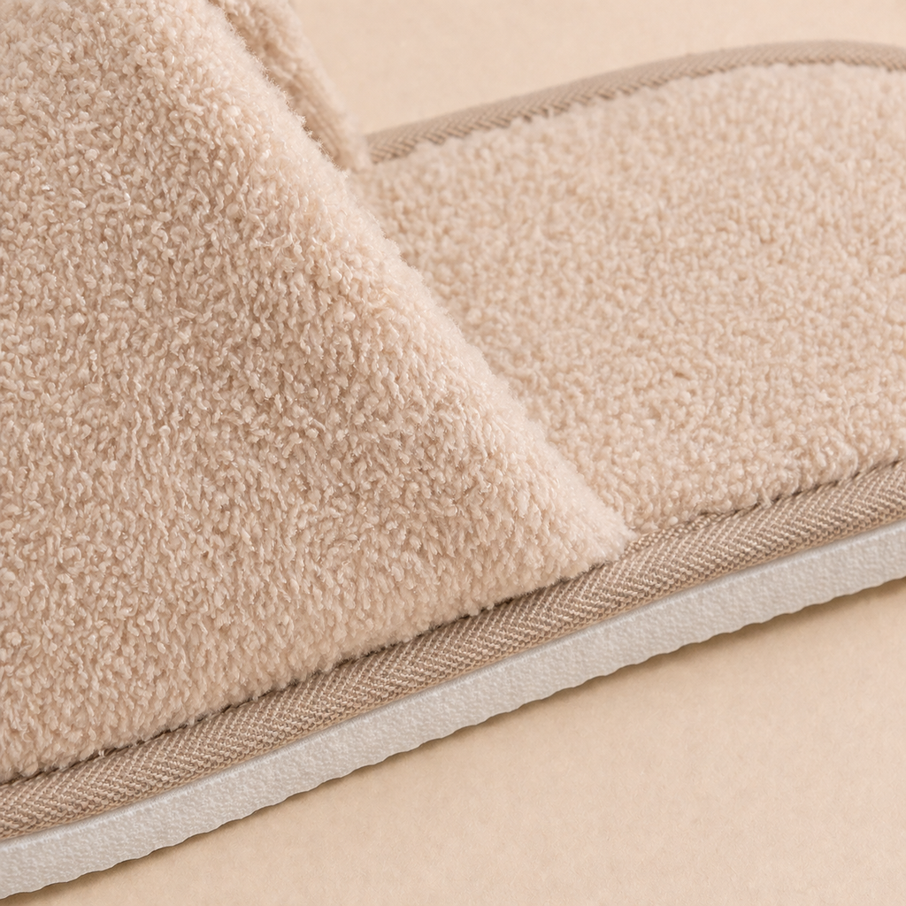hotel slippers with thick eva sole and soft coral fleece upper anti slip design