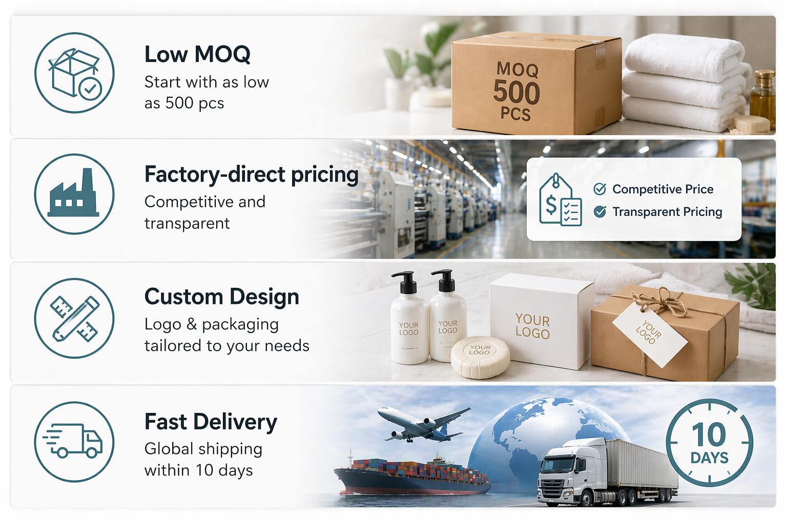 hotel supplier advantages low MOQ factory pricing custom design and fast global delivery