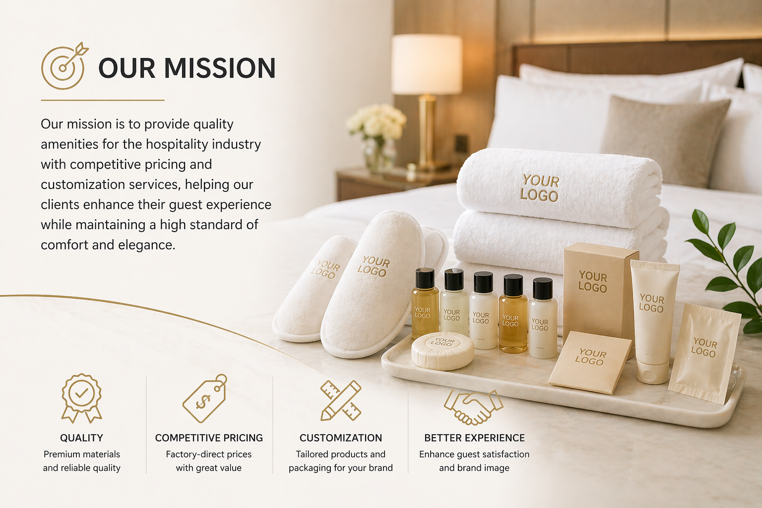hotel amenities supplier mission providing towels slippers and toiletries for hospitality industry