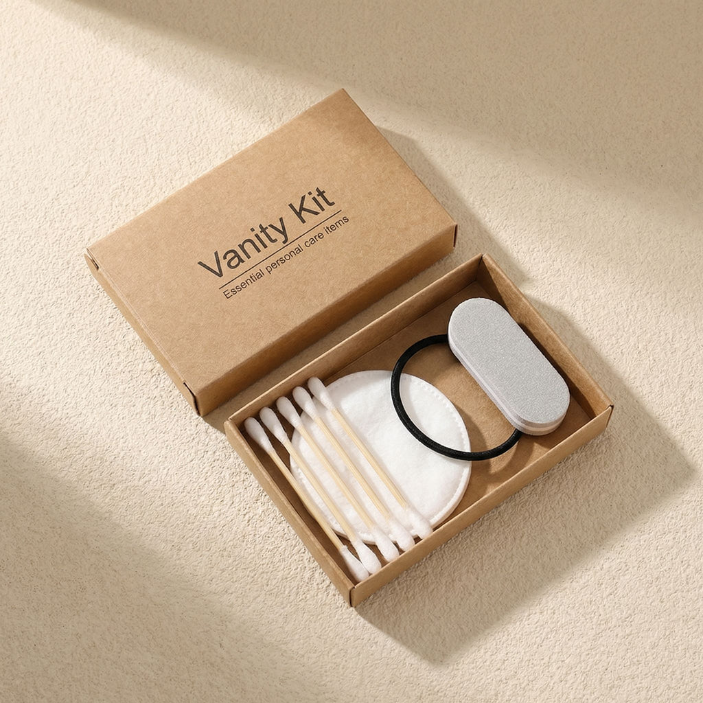 hotel vanity kit cotton pads swabs nail file guest bathroom essentials bulk supply