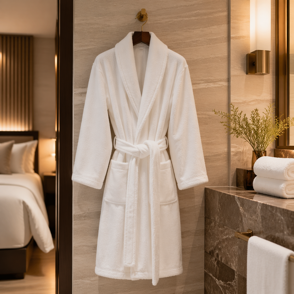 hotel velour bathrobe white luxury hotel bathrobe soft plush robe for hospitality use