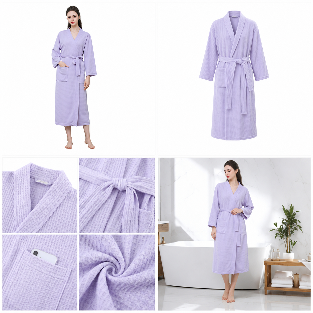 Gallery of light purple waffle bathrobe product images