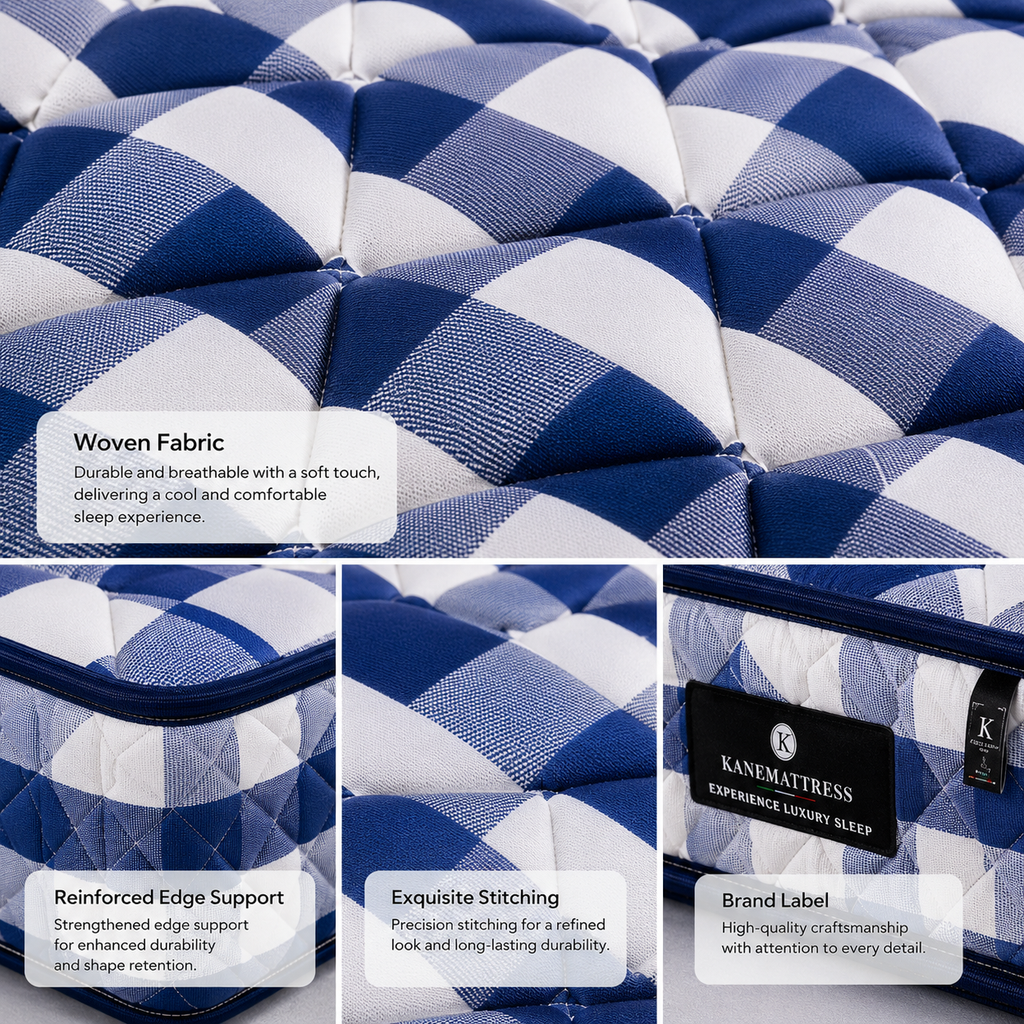 woven fabric mattress detail with reinforced stitching