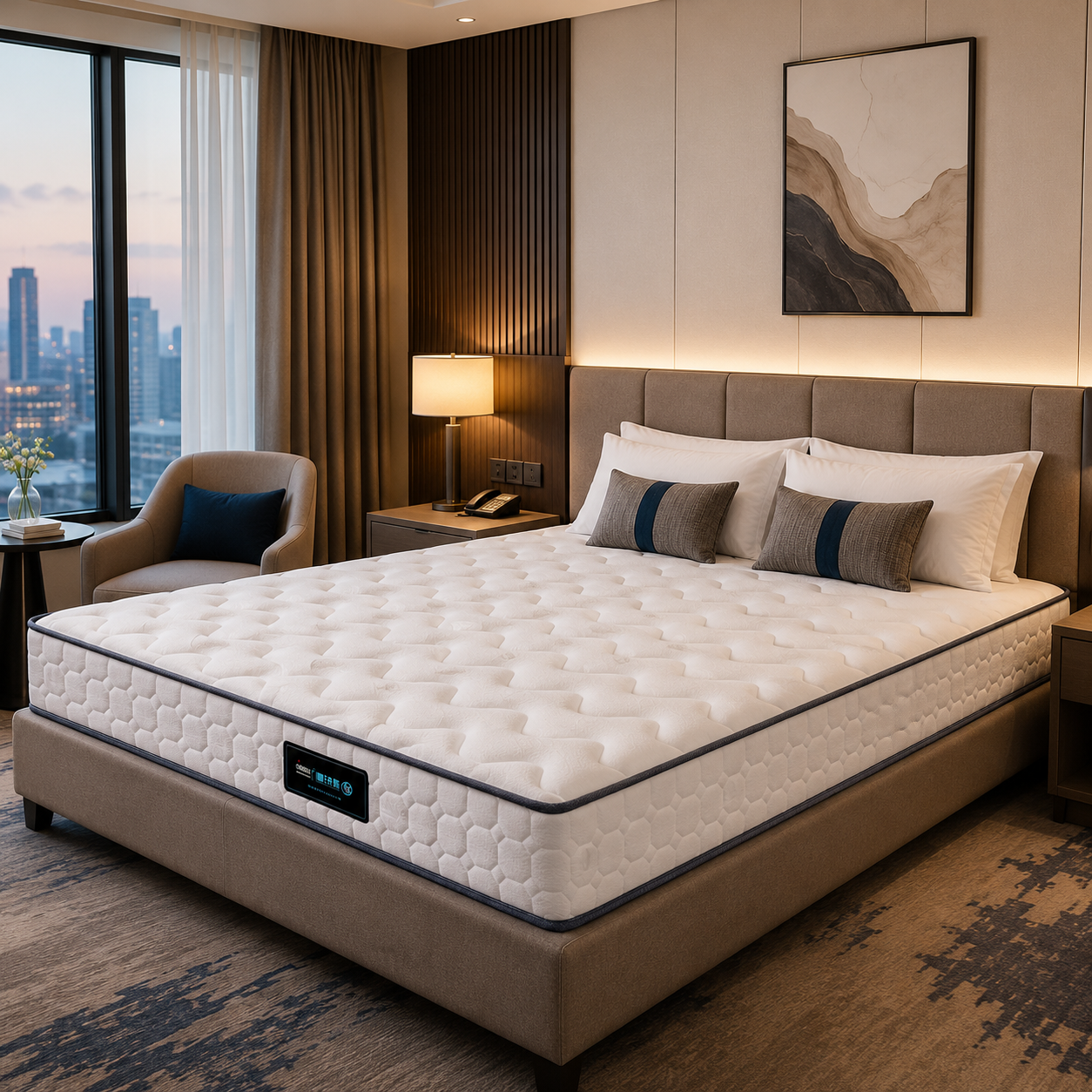hotel bedroom with tencel pocket spring mattress