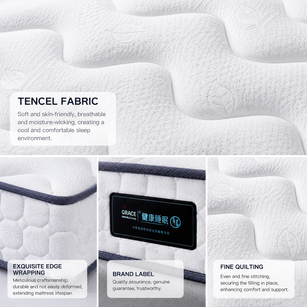 tencel fabric mattress close up detail