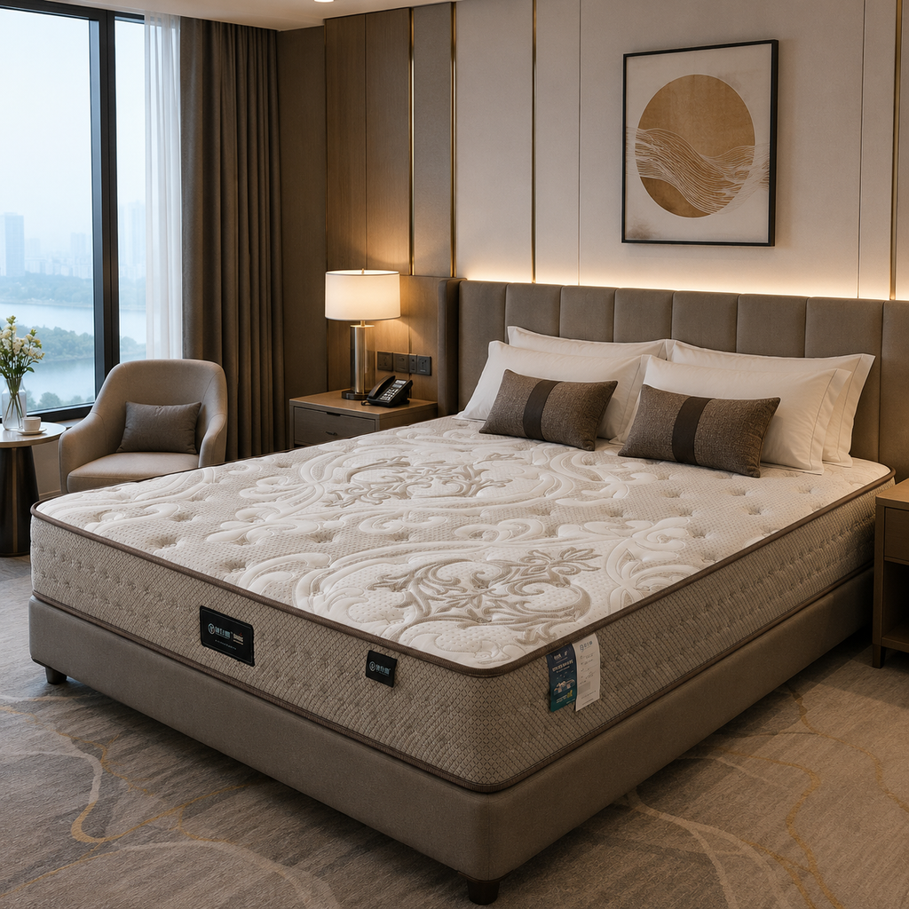 hotel bedroom with latex pocket spring mattress