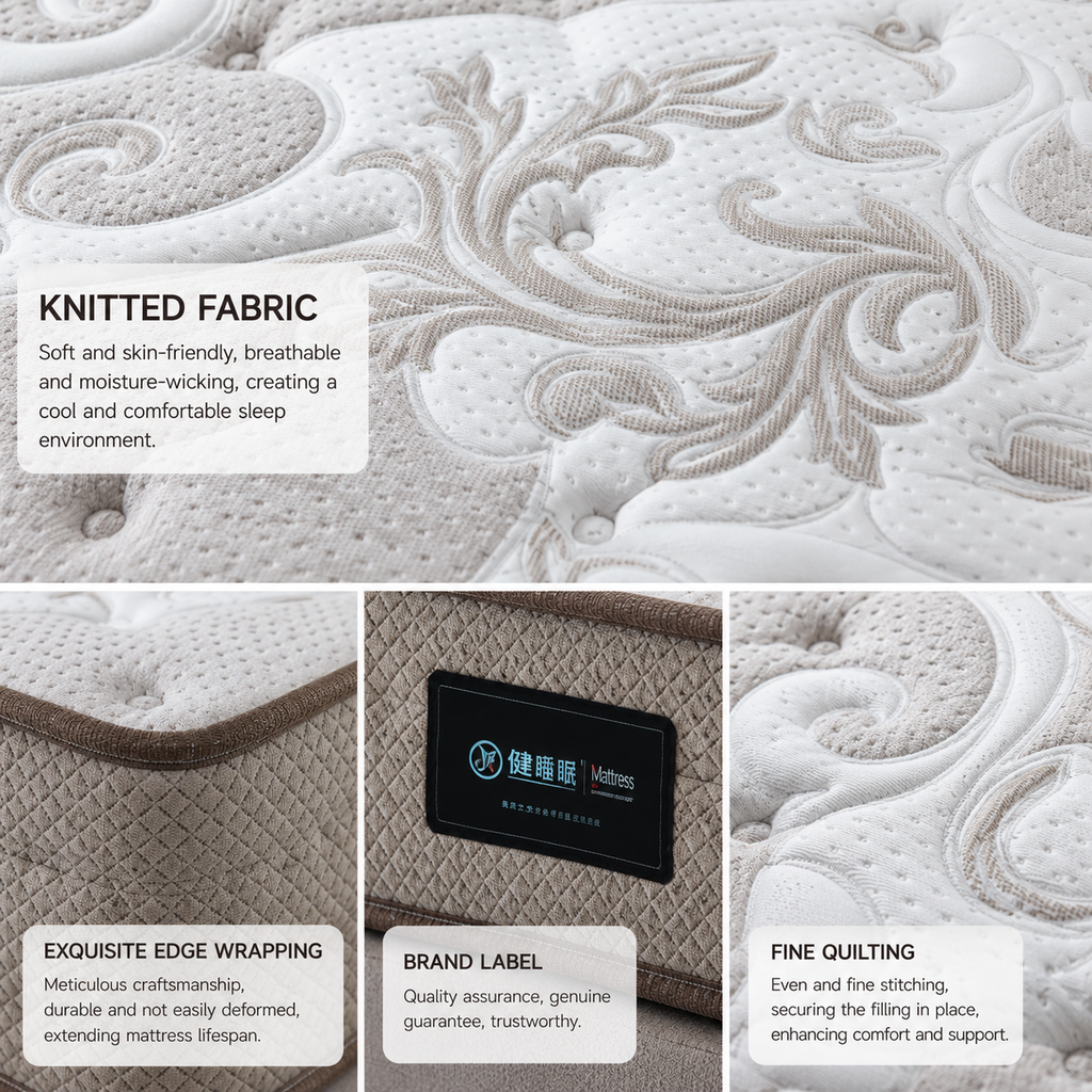 knitted fabric latex mattress close up detail