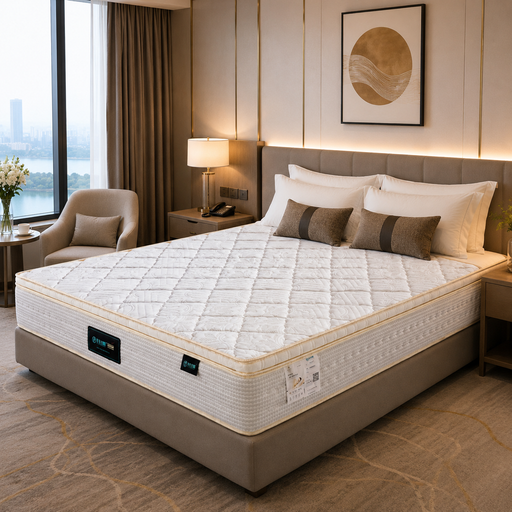 hotel bedroom with memory foam pocket spring mattress