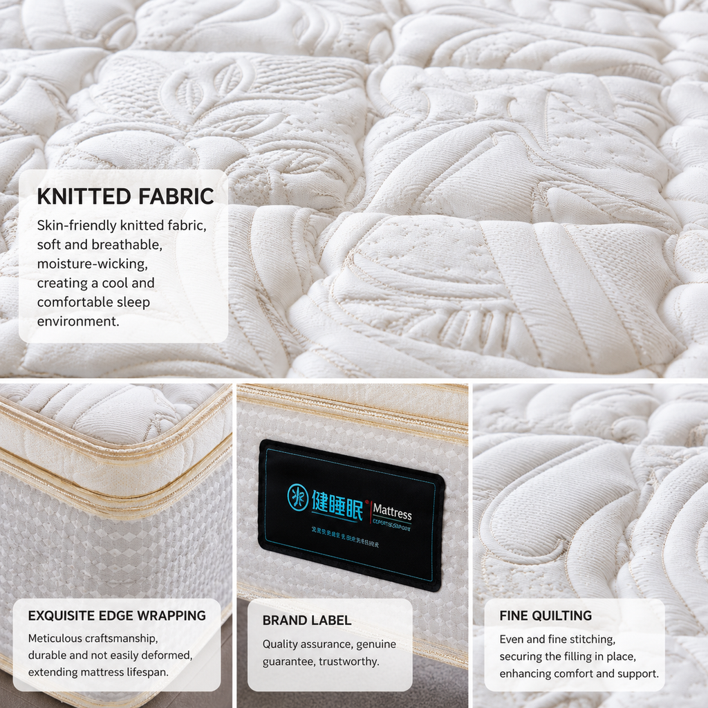 knitted fabric memory foam mattress close up detail