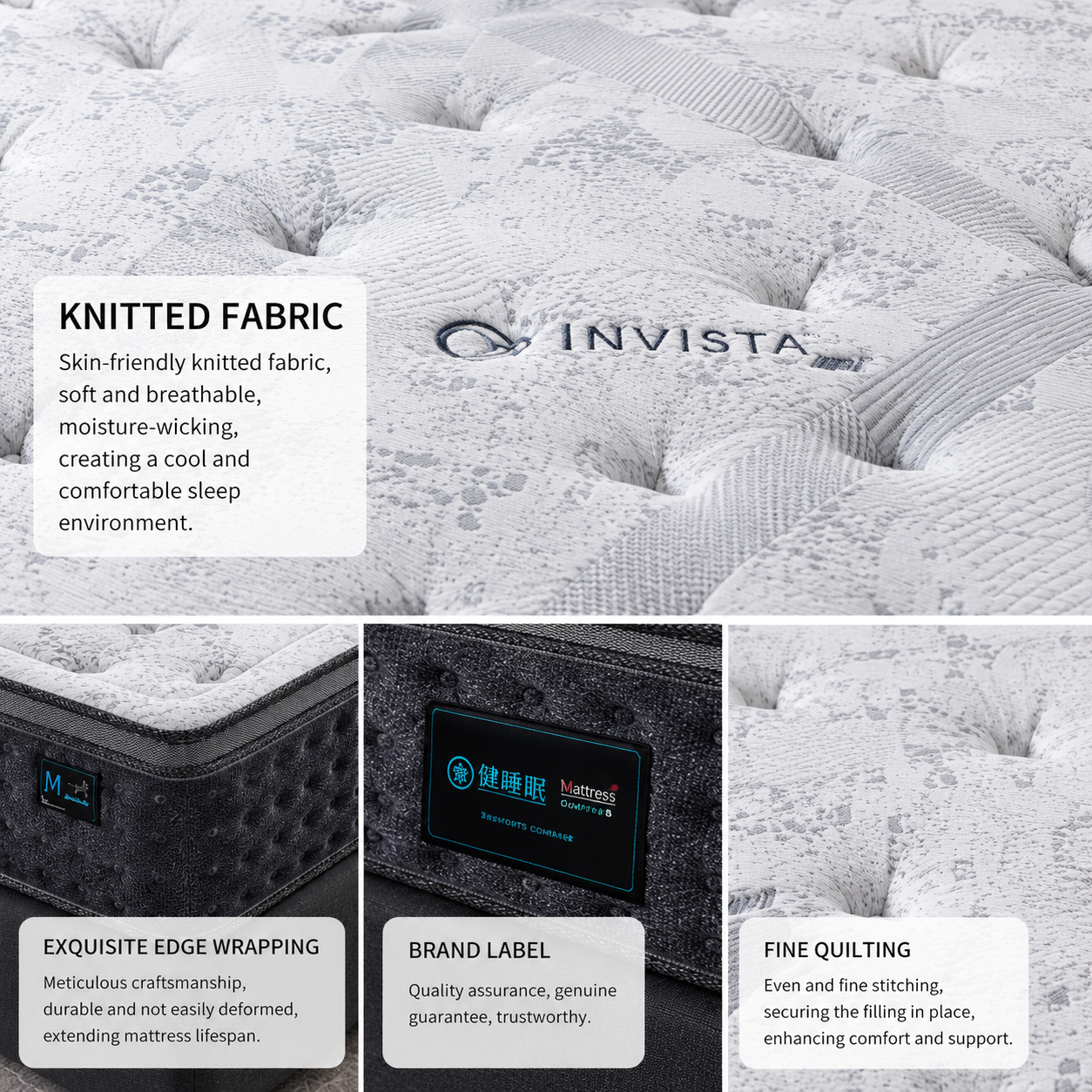 knitted fabric latex mattress close up detail