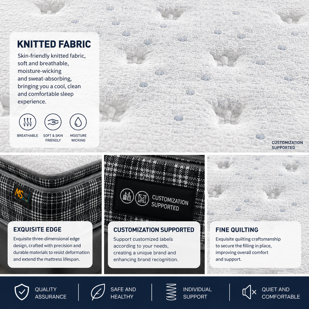 knitted fabric breathable mattress close up
