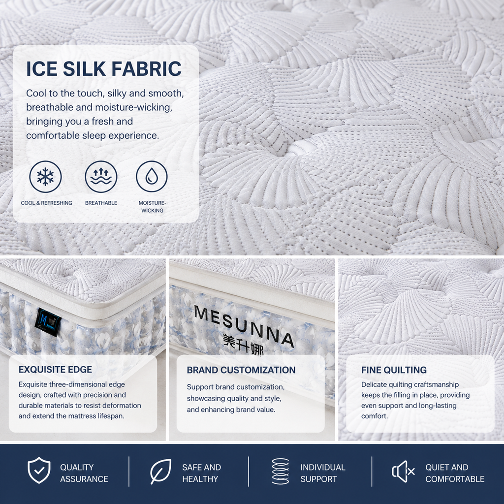 ice silk cooling mattress fabric close up