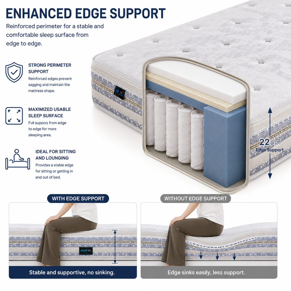 natural latex mattress reinforced edge support structure