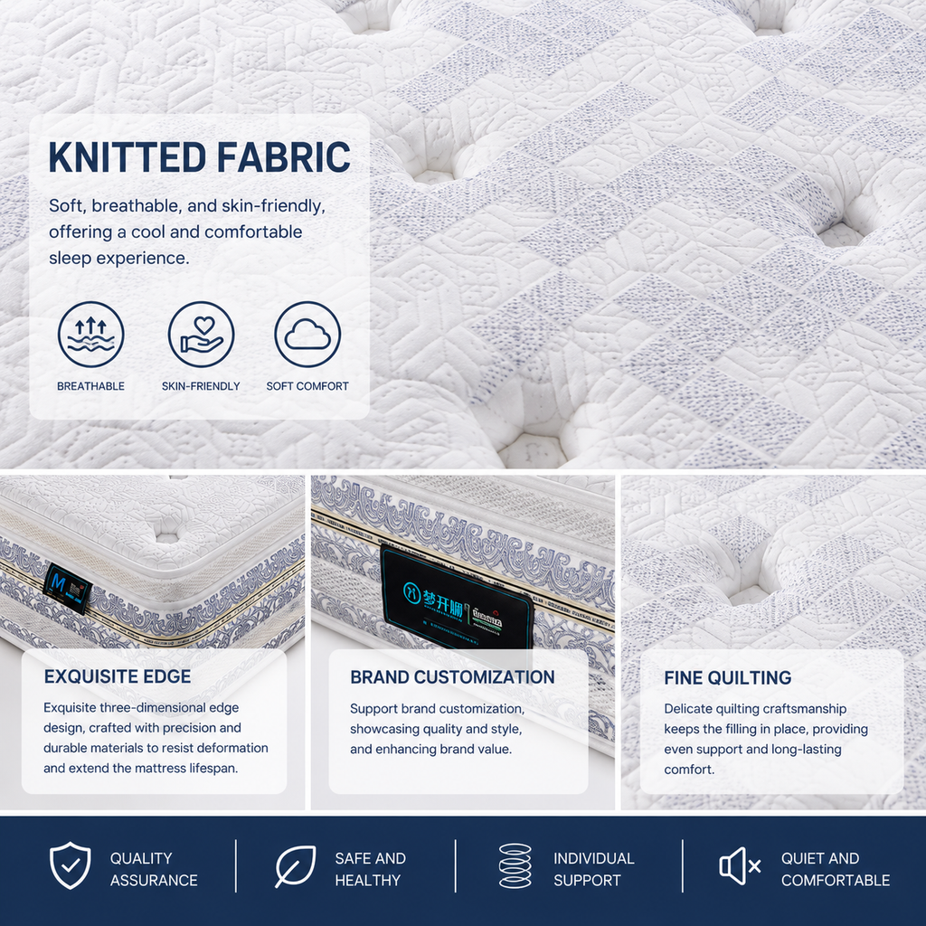 soft knitted fabric natural latex mattress close up