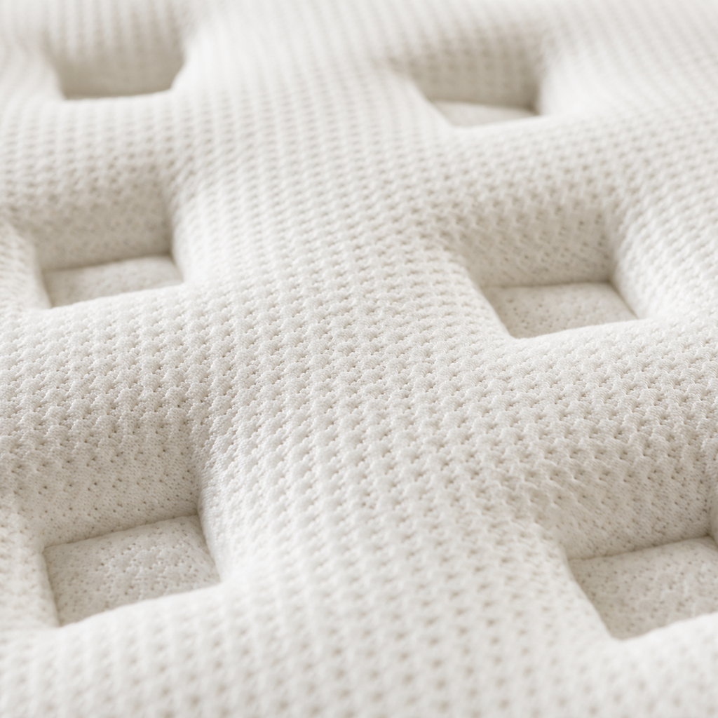 breathable knitted mattress fabric close up