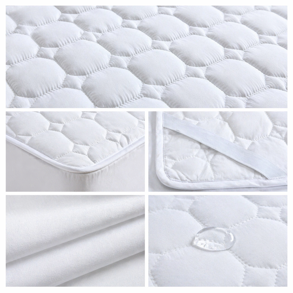 mattress protector quilted surface detail elastic corner band soft fabric waterproof layer hotel bedding supplier bulk