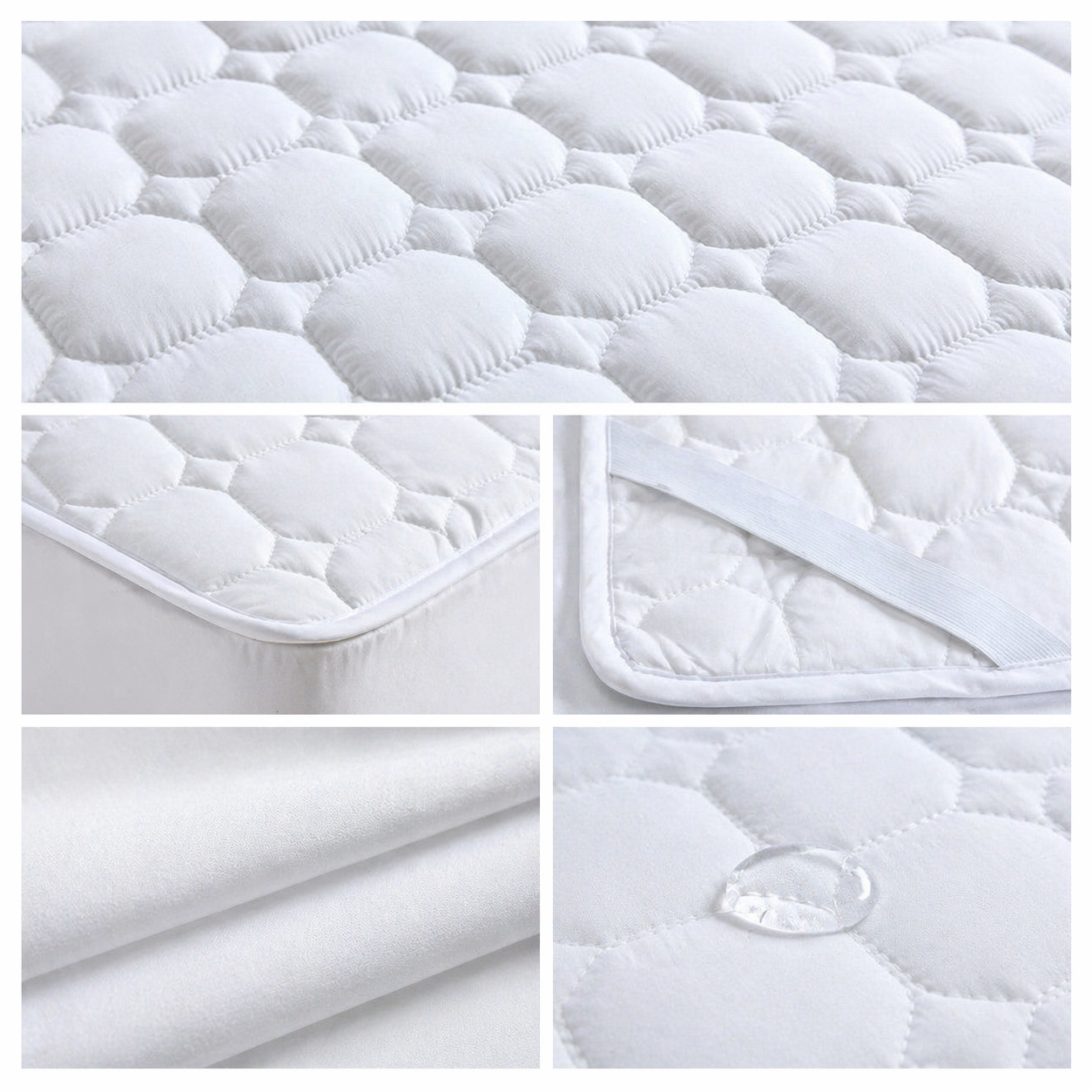 mattress protector quilted surface detail elastic corner band soft fabric waterproof layer hotel bedding supplier bulk