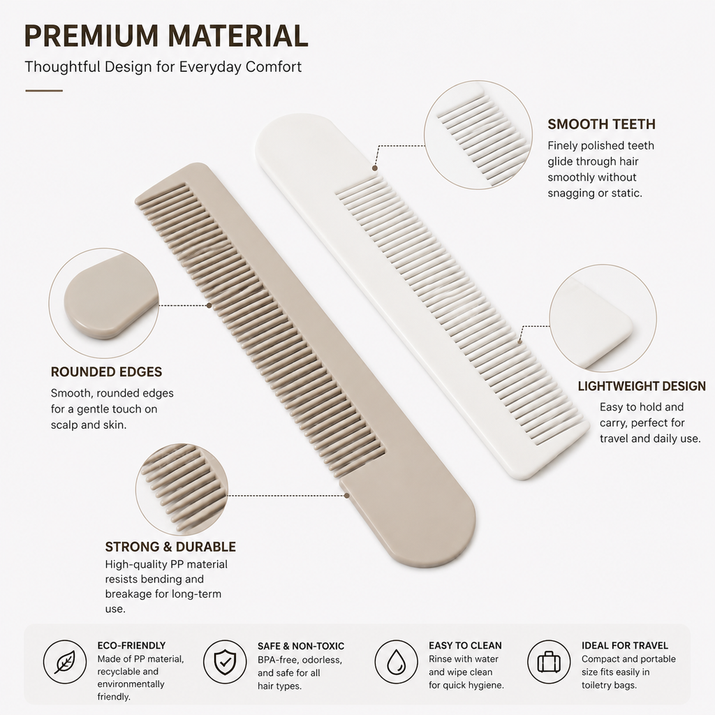 pp hotel comb smooth teeth lightweight durable design