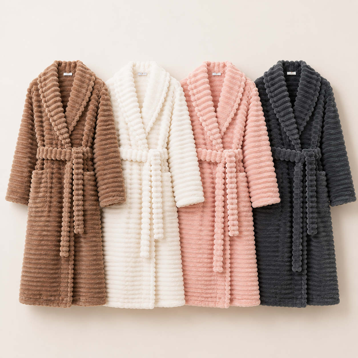 ribbed plush bathrobe color options