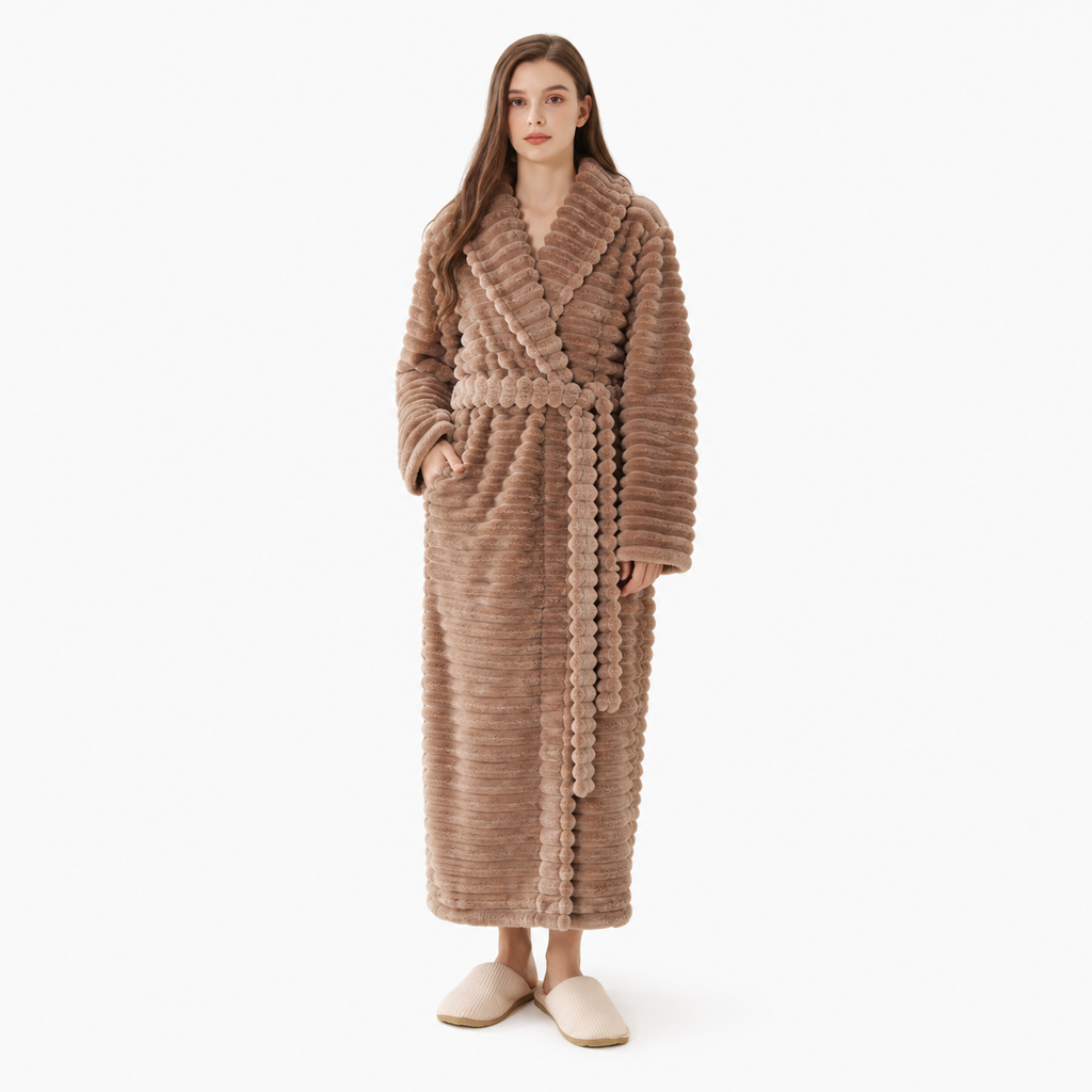 luxury ribbed plush bathrobe model