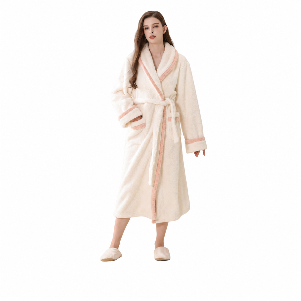 luxury sherpa contrast color bathrobe model