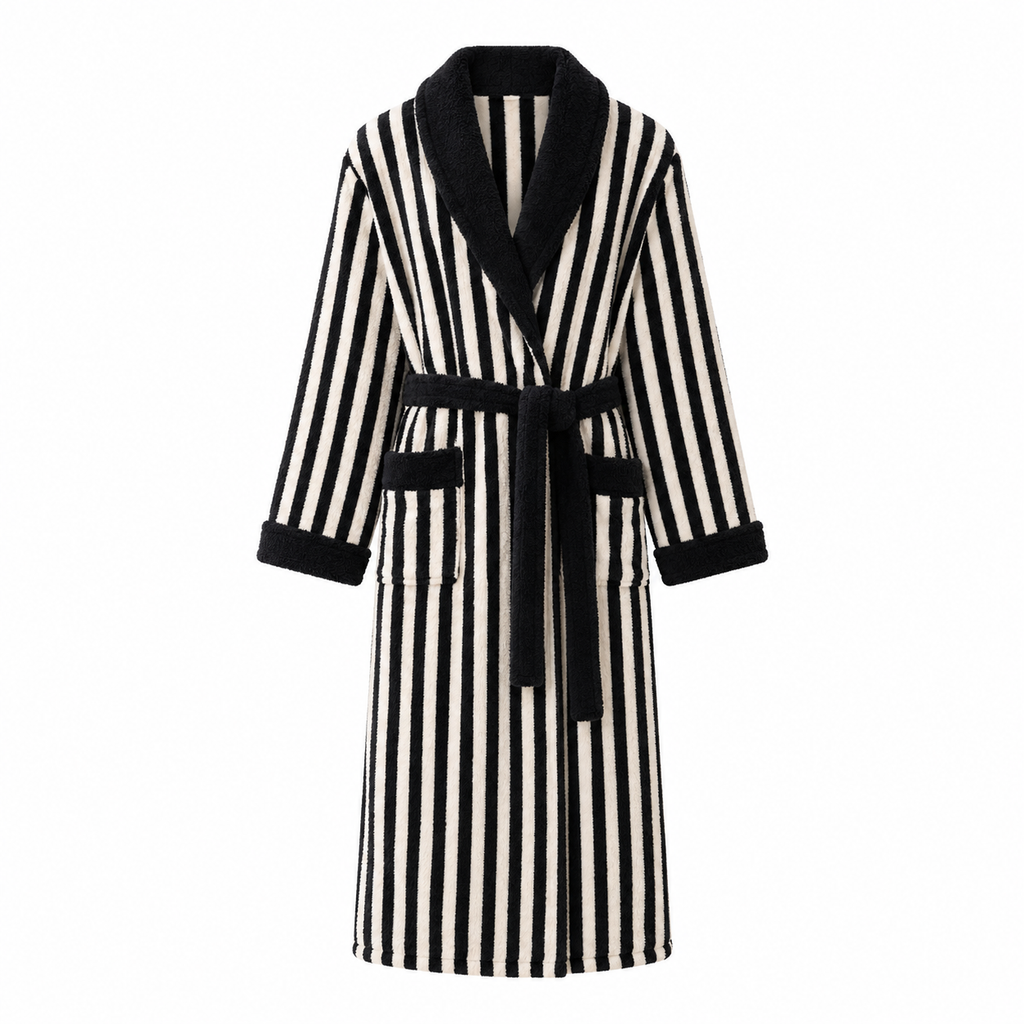 luxury striped hotel bathrobe