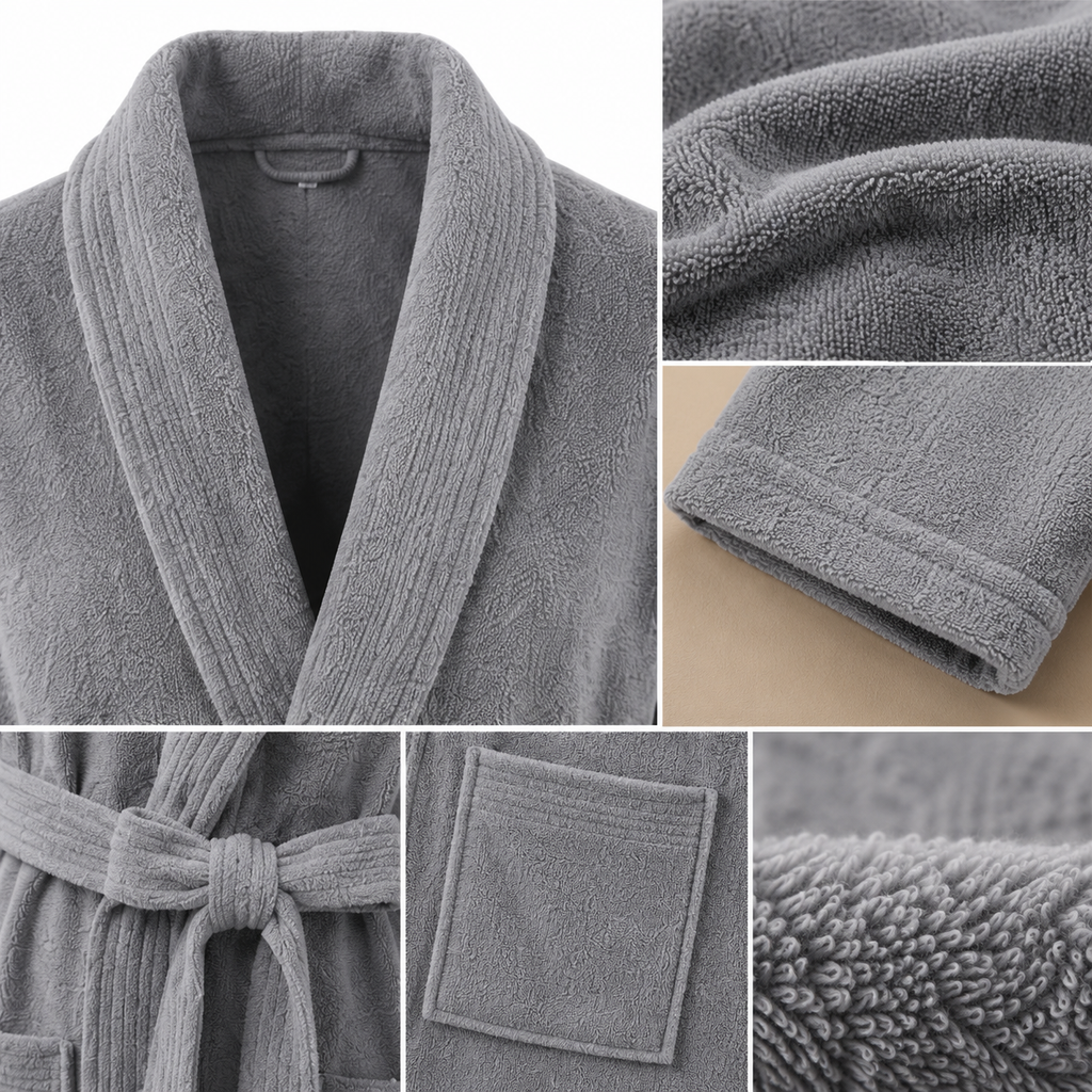 double sided terry bathrobe fabric details